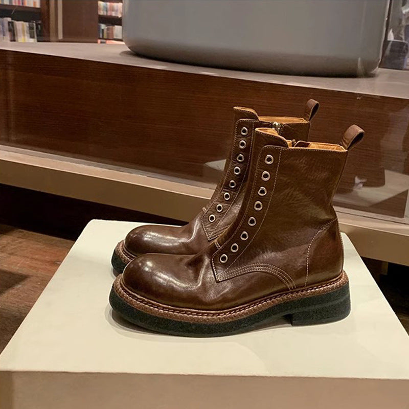 Damen Biker-Stiefel mit modischem Reißverschluss und robustem Profil EB