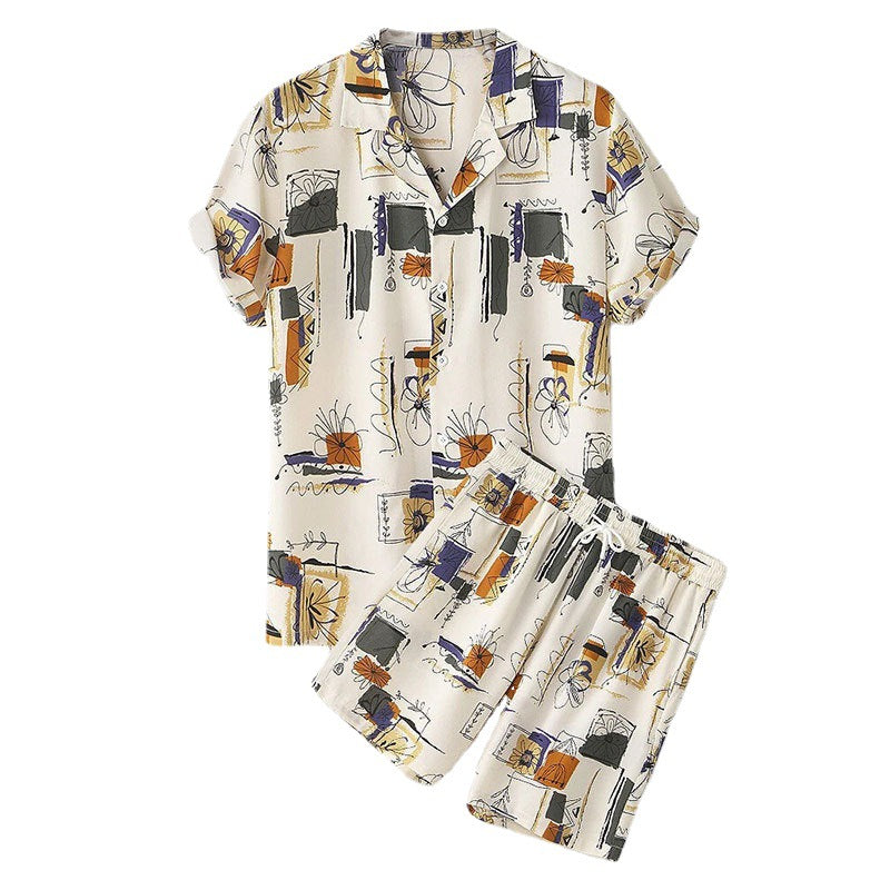 Damen modisches Kurzarm-Set mit floralem Muster EB