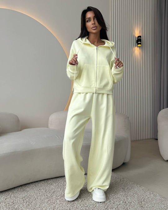 Damen nan weite Highwaist-Loungehose aus Sweatstoff mit Kordelzug und Eingrifftaschen EB