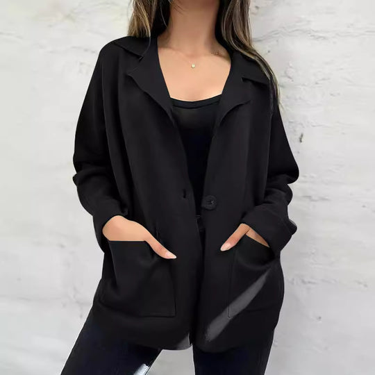 Damen Oversized Blazer mit Patch-Taschen und modischem Schnitt EB