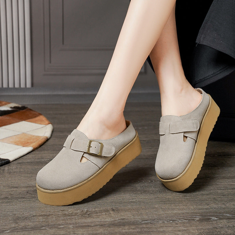 Damen Clogs im modischen Design mit verstellbarem Riemen und komfortablem Plateau EB
