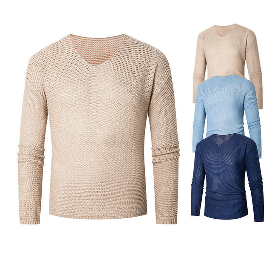 Herren eleganter V-Ausschnitt Pullover aus atmungsaktiver Baumwolle EB