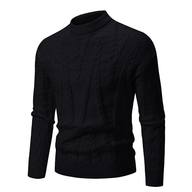 Herren Strickpullover mit klassischem Zopfdesign und hohem Kragen EB