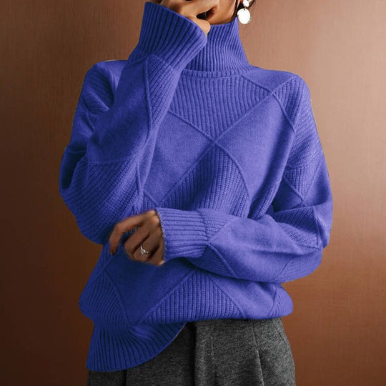 Damen Modischer Stehkragenpullover mit strukturierter Optik EB