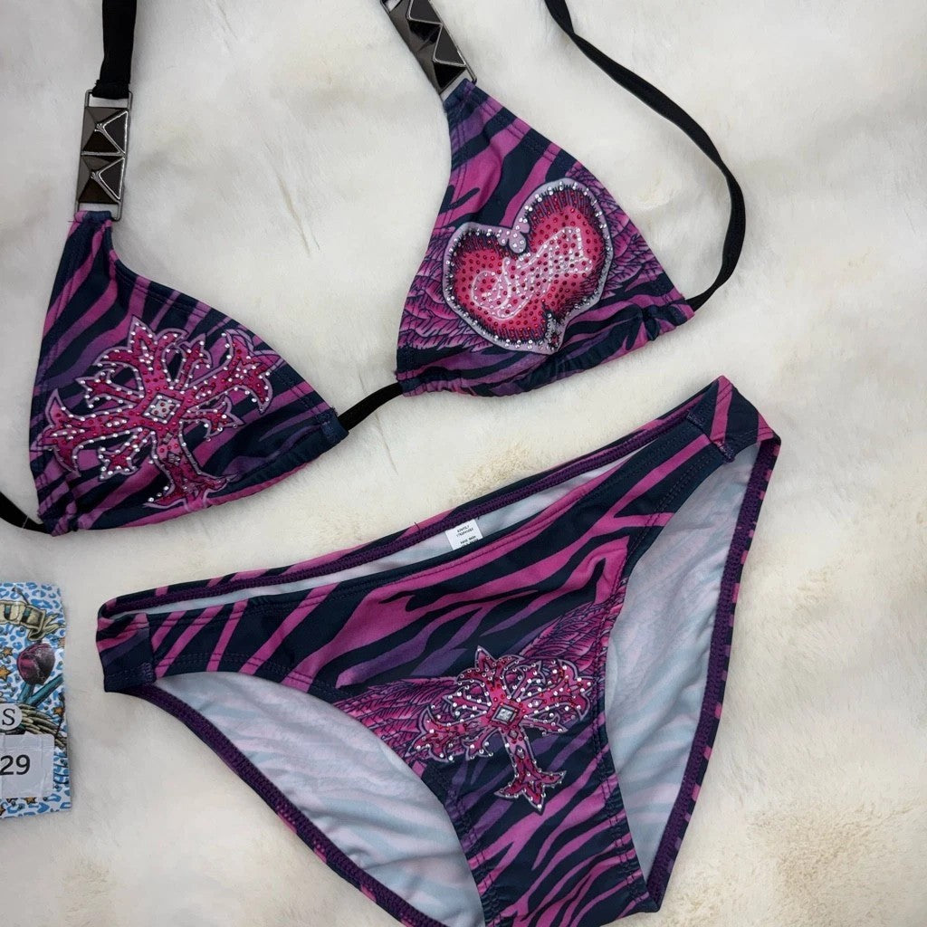 Damen Triangel-Bikini mit kreativem Muster EB