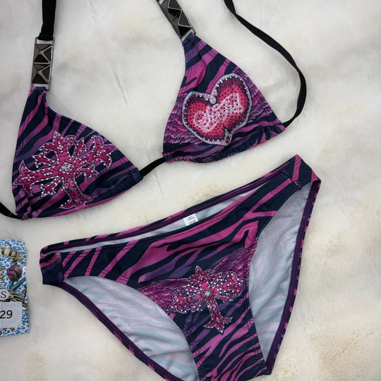 Damen Triangel-Bikini mit kreativem Muster EB