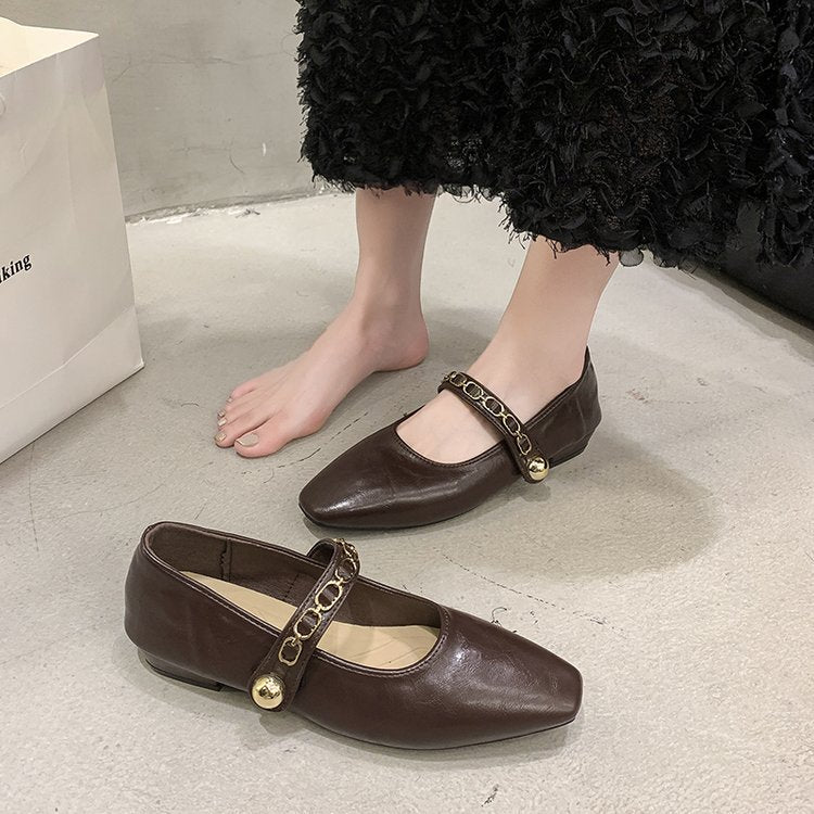 Damen elegante Ballerinas mit Schnallenakzent EB