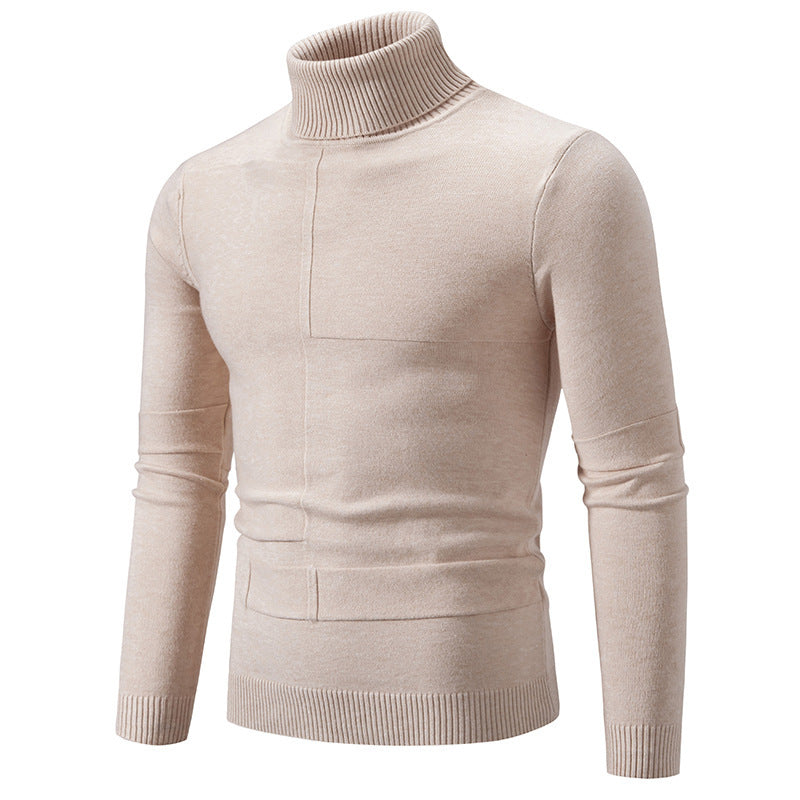 Herren eleganter Rollkragenpullover mit modernem Zopfmuster EB