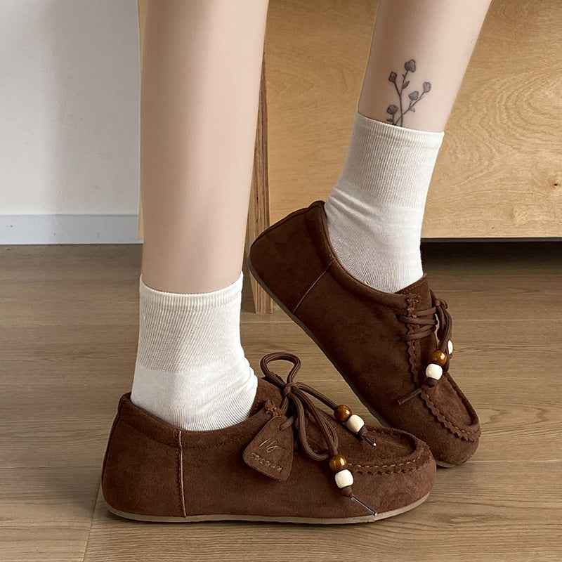 Damen Mokassins mit eleganter Schnürung und kuscheligem Innenfutter EB