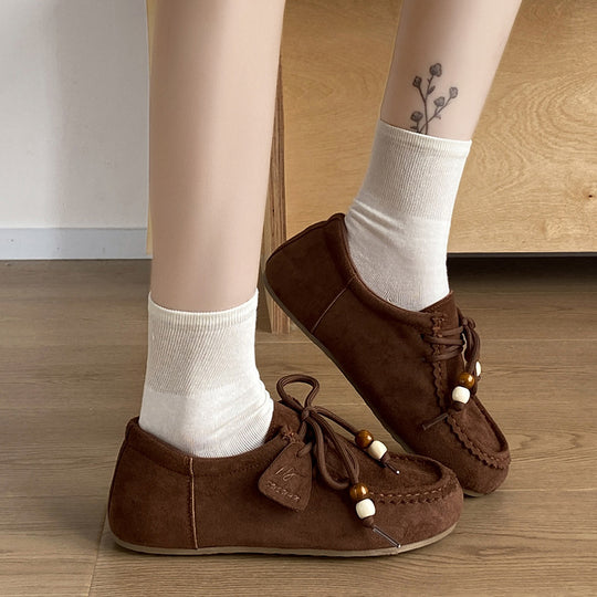 Damen Mokassins mit eleganter Schnürung und kuscheligem Innenfutter EB