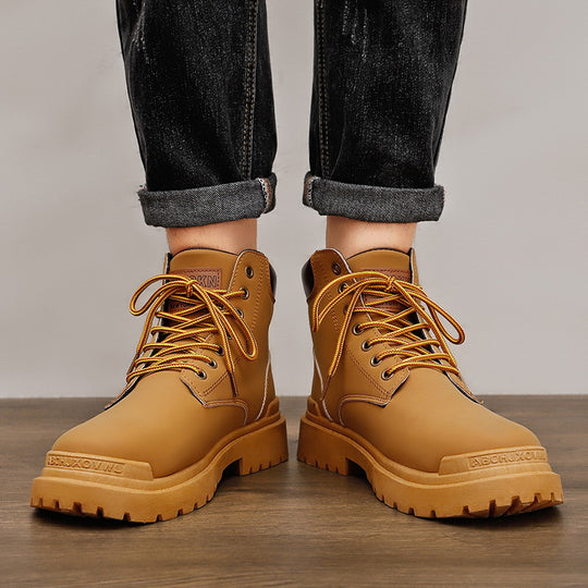 Herren Robuste Schnürboots aus hochwertigem Leder mit rutschfester Sohle EB