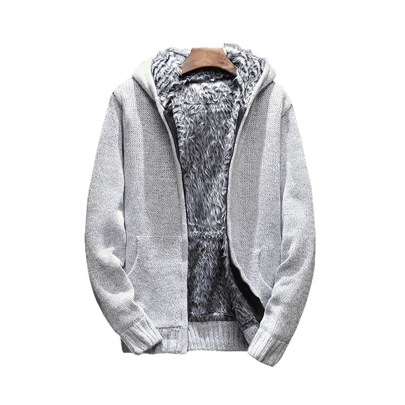 Herren kuschelige Kapuzenjacke mit weichem Innenfutter und seitlichen Eingrifftaschen EB