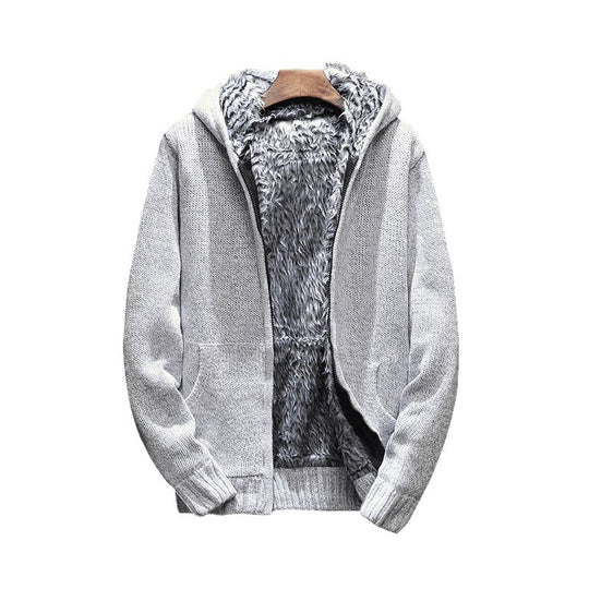 Herren kuschelige Kapuzenjacke mit weichem Innenfutter und seitlichen Eingrifftaschen EB