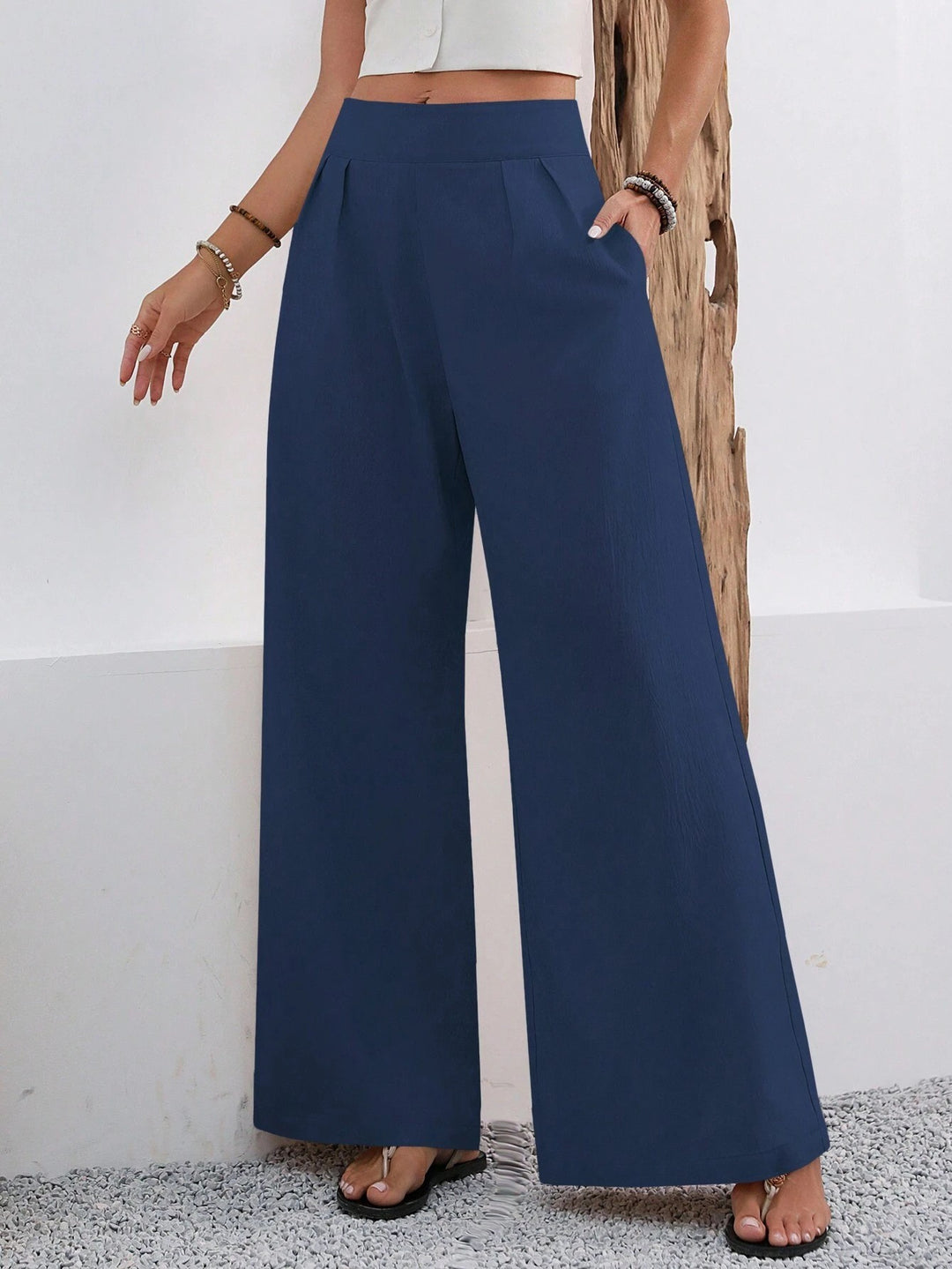 Damen Elegante und weite Bundfaltenhose EB