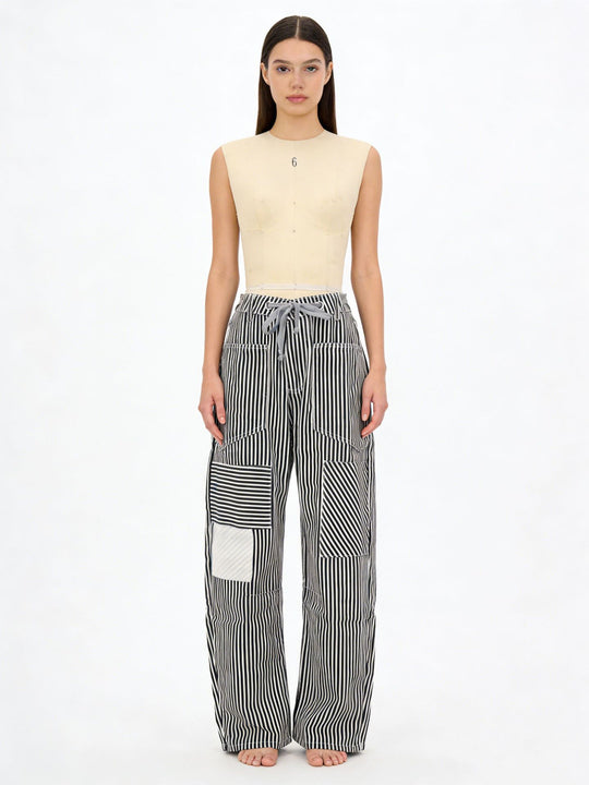 Damen weite Cargo-Hose mit praktischen Taschen und einzigartigem Design EB