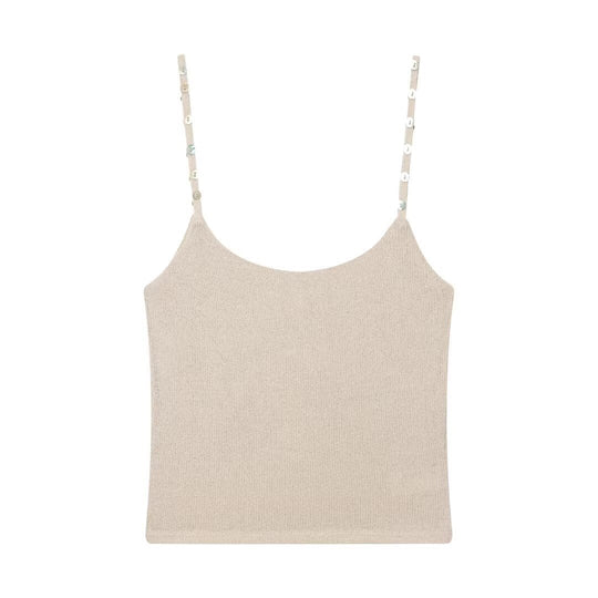 Damen Trägershirt mit feiner Struktur und dekorativen Knöpfen EB