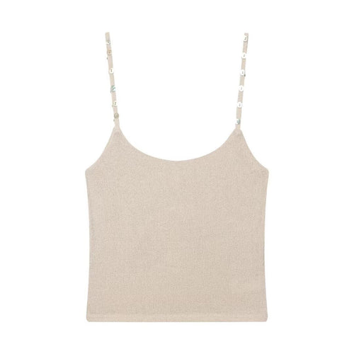 Damen Trägershirt mit feiner Struktur und dekorativen Knöpfen EB