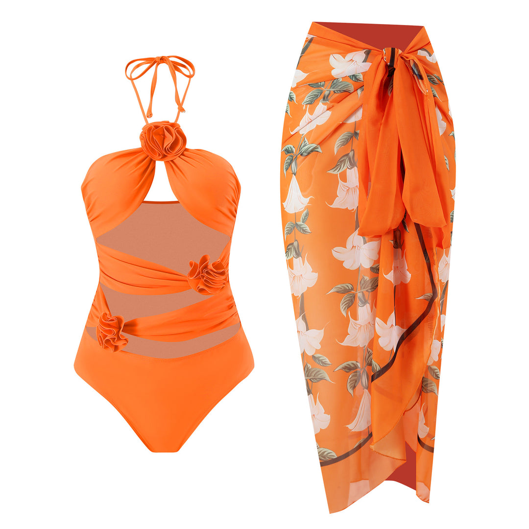 Damen Einteiler Badeanzug mit raffinierten Rüschen und modischem Wickeldesign EB