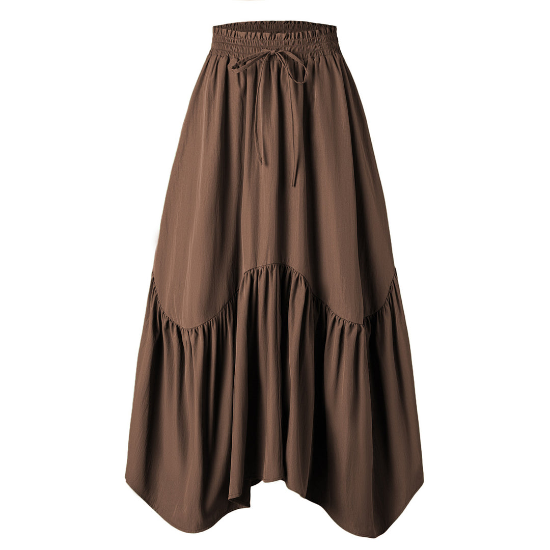 Damen Maxi-Rock mit kreativem Volantdesign und elastischem Bund EB