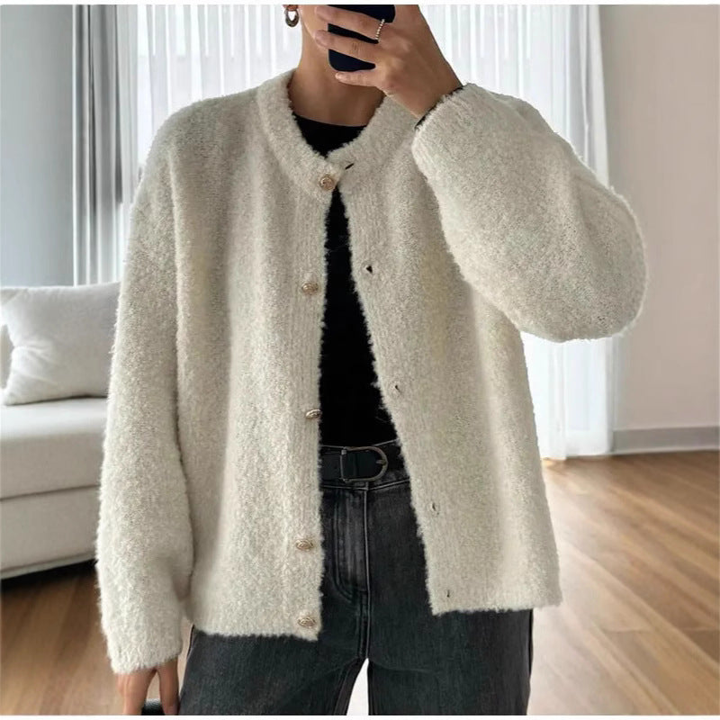 Damen Fluffiger Boucle-Pullover EB