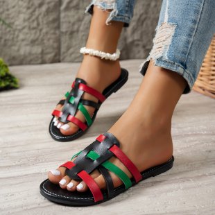 Damen offene Riemensandalen mit geflochtenem Design EB