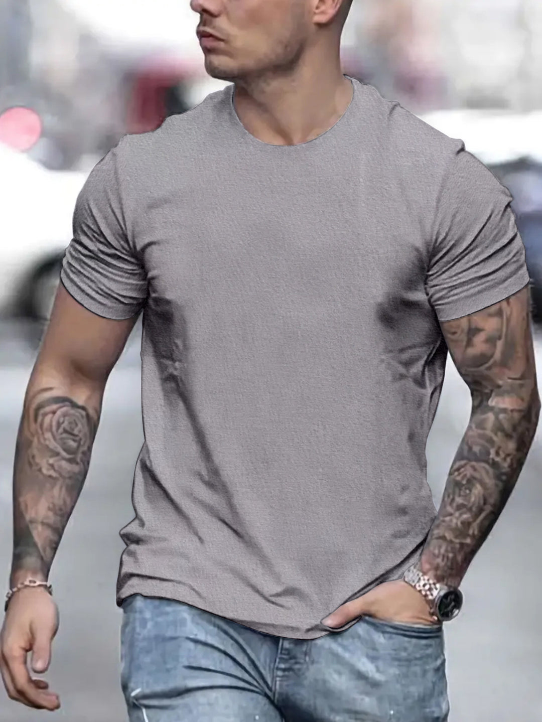 Herren lässiges T-Shirt mit strukturierter Oberfläche und bequemem Schnitt EB