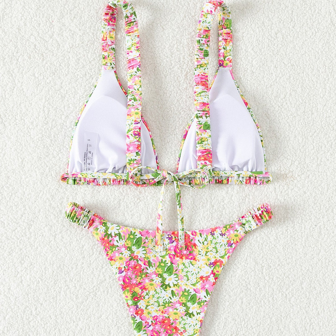 Damen Blütenmuster Triangel-Bikini EB