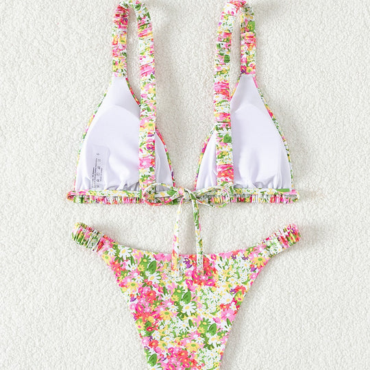 Damen Blütenmuster Triangel-Bikini EB