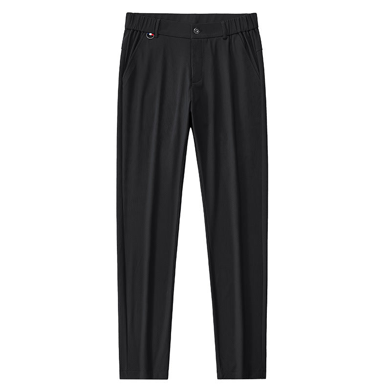 Herren leichte Reisehose mit elastischem Bund, geradem Bein, Reißverschluss-Details und seitlichen Eingrifftaschen EB