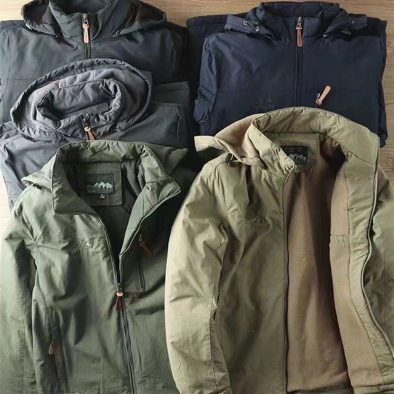 Herren nan wasserabweisende isolierte Allwetter-Trekkingjacke mit verstellbarer Kapuze und verdeckter Brusttasche EB