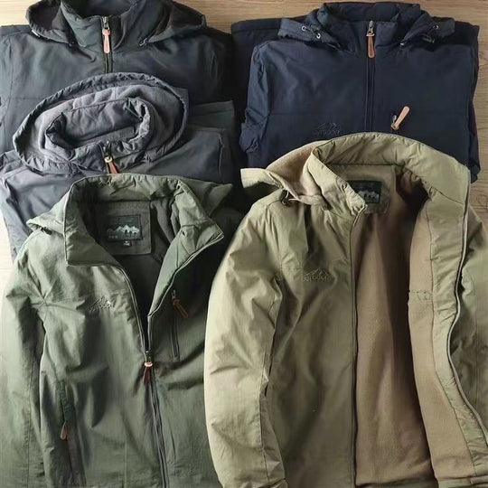 Herren nan wasserabweisende isolierte Allwetter-Trekkingjacke mit verstellbarer Kapuze und verdeckter Brusttasche EB