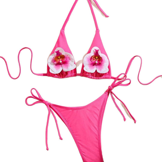 Damen Floral verziertes Triangel-Bikini EB