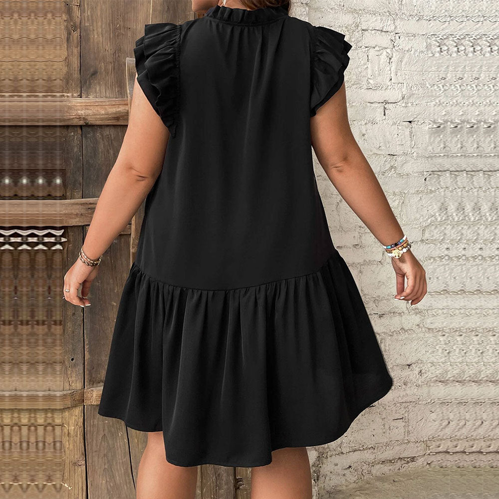 Damen Sommerkleid mit Rüschen und Taschen EB