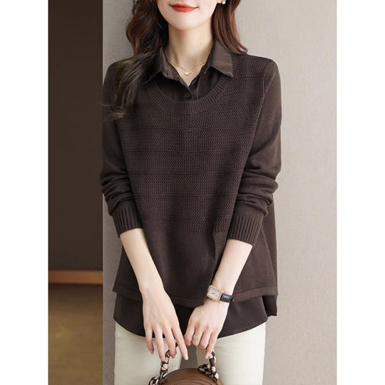 Damen Strickpullover mit layerndem Design und harmonischer Textur EB
