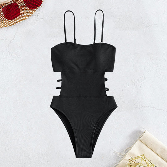 Damen Hochtaillierter Bikini mit elegantem Cut-Out und verstellbaren Trägern EB