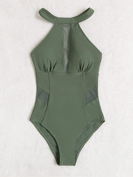 Damen Einteiler Badeanzug mit atmungsaktiven Mesh-Elementen EB