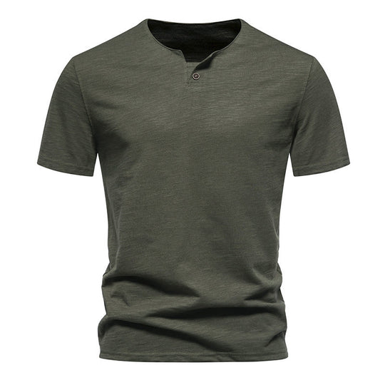 Herren Kurzarm-Henley-Shirt mit elegantem Knopfdesign EB