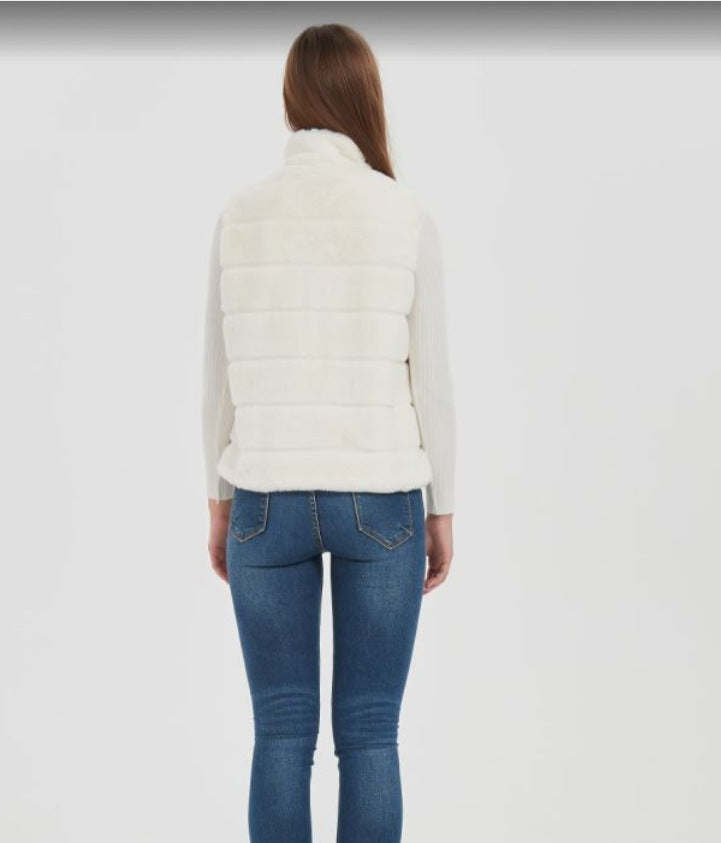 Damen Modische Steppweste mit hohem Kragen und praktischen Taschen EB