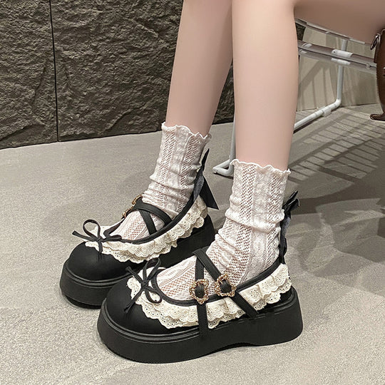 Damen Komfortable Plateau-Mules mit dekorativen Riemen und Schleifen-Detail EB