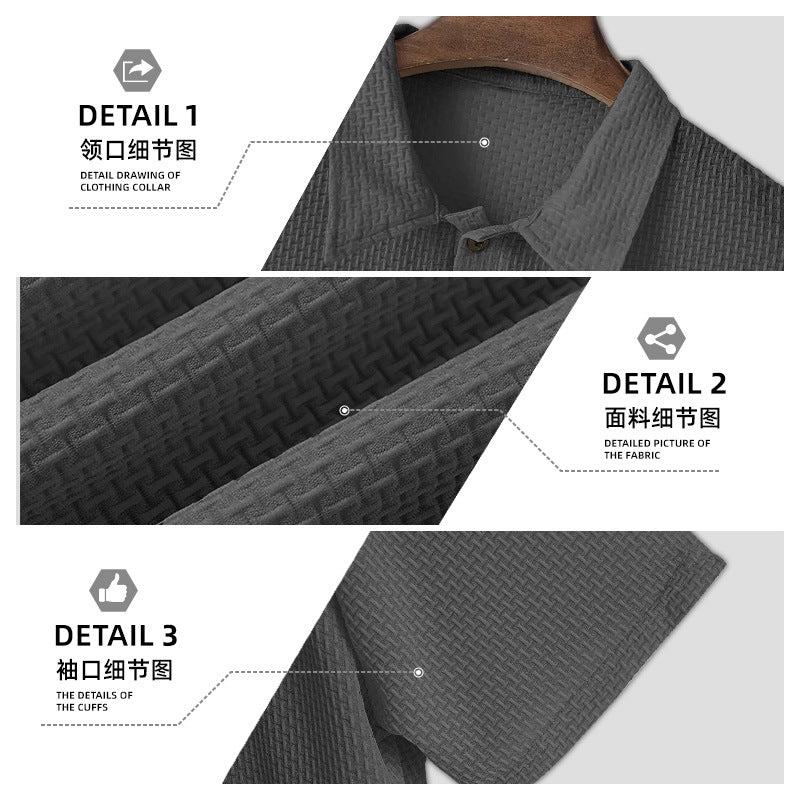 Herren nan strukturiertes Mikrojacquard-Poloshirt mit schlanker Passform und elastischem Komfortstretch EB