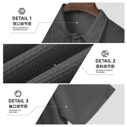 Herren nan strukturiertes Mikrojacquard-Poloshirt mit schlanker Passform und elastischem Komfortstretch EB