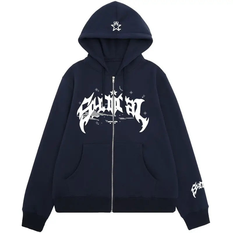 Damen Kapuzensweater mit urbanem Grafikelement und praktischen Taschen EB