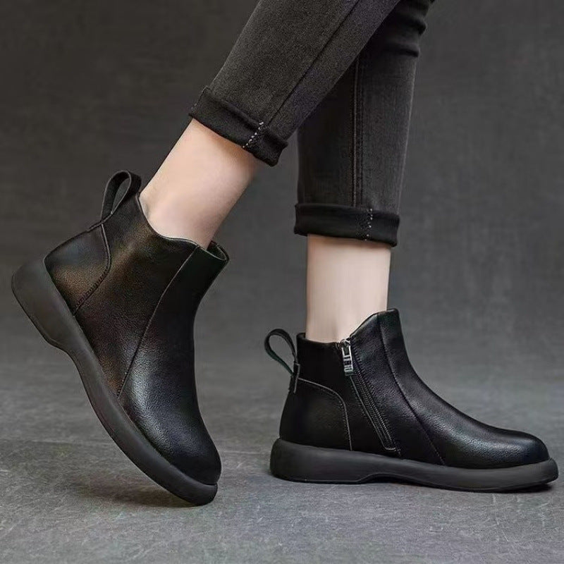 Damen Modische Stiefeletten mit elegantem Reißverschluss und rutschfester Sohle EB