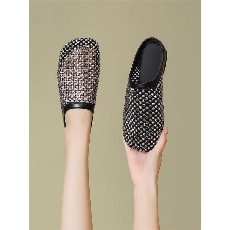 Damen elegante Mesh Clogs mit modischem Strassdesign EB