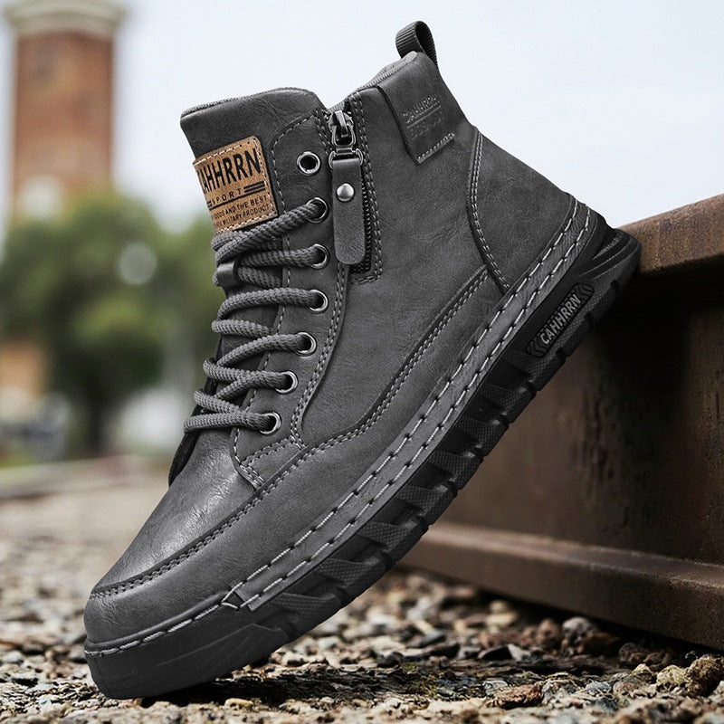 Damen Modische High-Top Sneakers mit robustem Obermaterial und seitlichem Reißverschluss EB