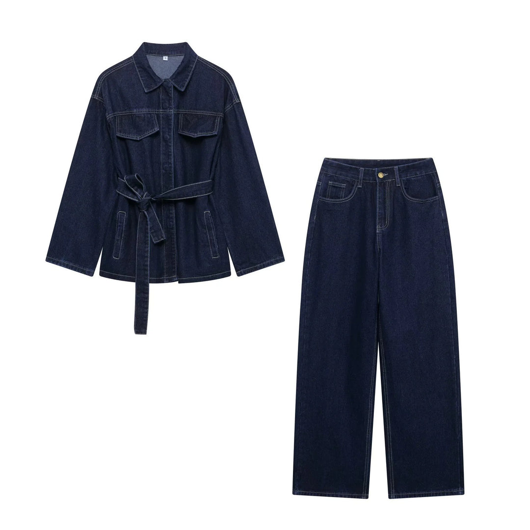 Damen nan hochgeschnittene, weit geschnittene Jeans mit geradem Bein und Fünf-Taschen-Details EB