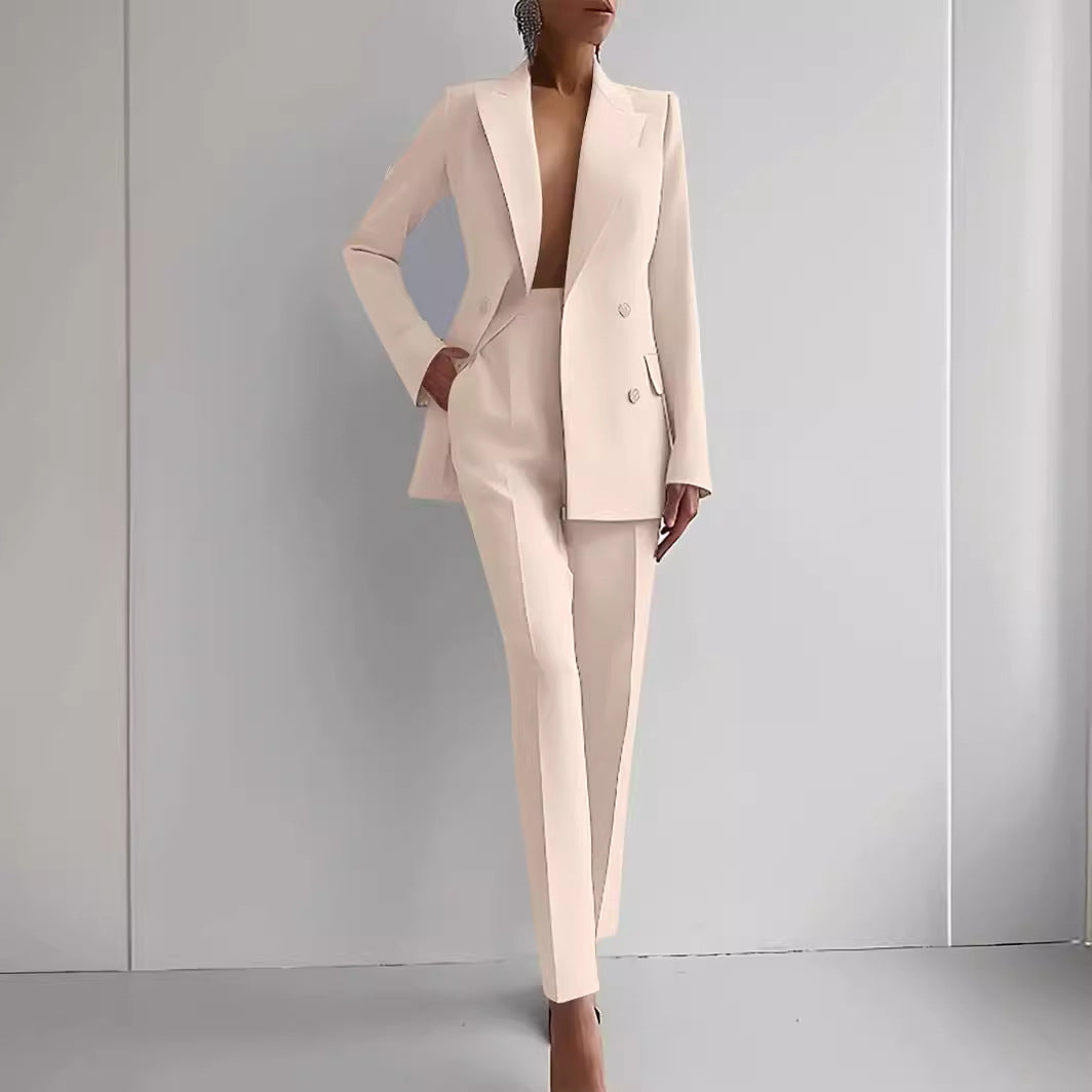 Damen elegante zweireihige Blazer mit maßgeschneiderter Hose EB