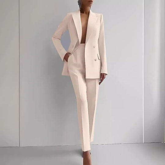 Damen elegante zweireihige Blazer mit maßgeschneiderter Hose EB