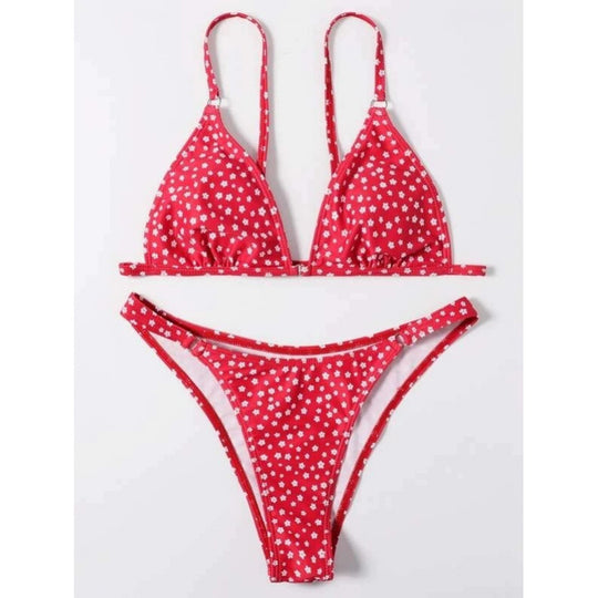 Damen Triangel-Bikini mit verspieltem Muster EB