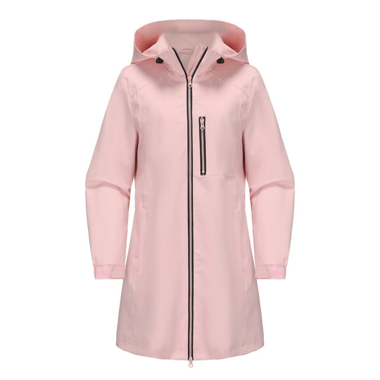 Damen modische Regenjacke mit Kapuze und praktischen Taschen EB